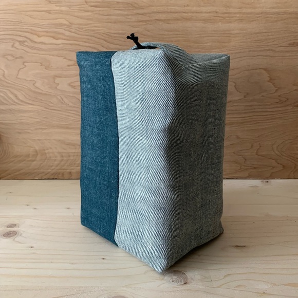 Two-Tone Denim Makeup Case, Handmade - Picture 3 of 5